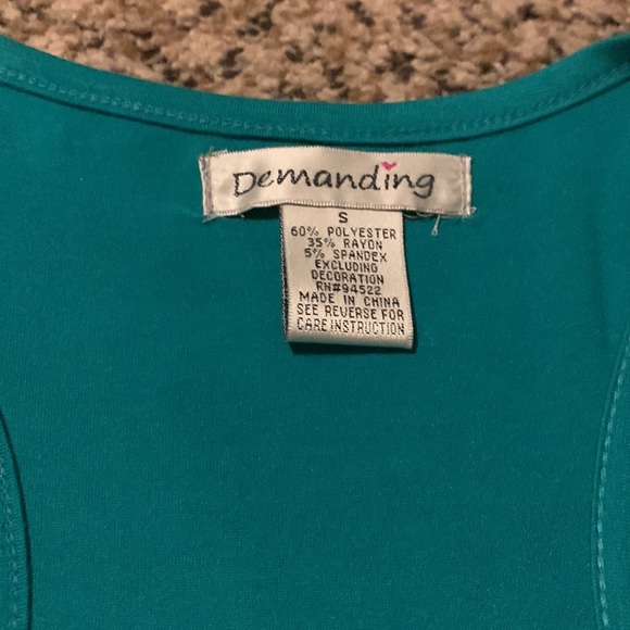 Demanding Dressy Teal Sequin Racer Back Tank Small - Picture 2 of 4